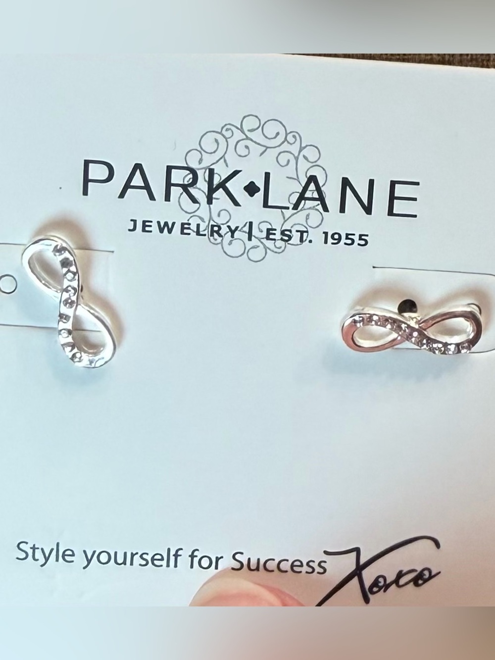 Park Lane Silver Infinity Knot Stud Earrings with Crystals - Silver - Infinity